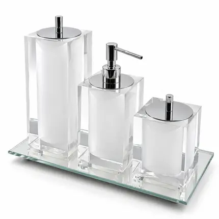 Conjunto Banheiro 3 Peças em Resina Cristal - Cromado
