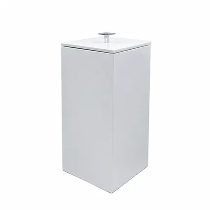 Lixeira Quadrada 5,5L em Resina Branco - Cromado