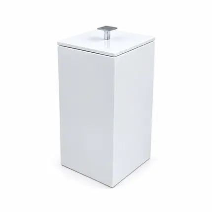 Lixeira Quadrada 5,5L em Resina Branco - Cromado