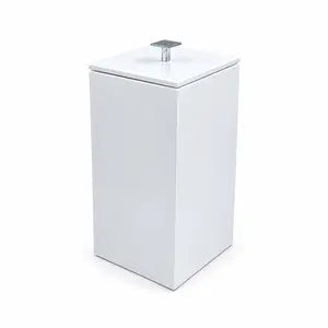 Lixeira Quadrada 5,5L em Resina Branco - Cromado