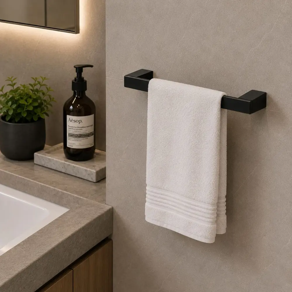 Porta Toalha Curto 33,5cm Fani Horus Preto Fosco 4410 BK450