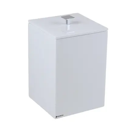 Lixeira Quadrada 5,5L em Resina Branco - Cromado