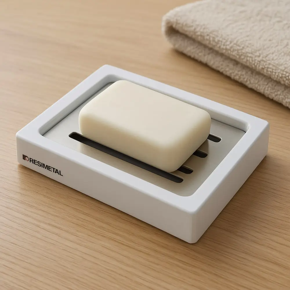 Saboneteira de Mesa em Resina Branca