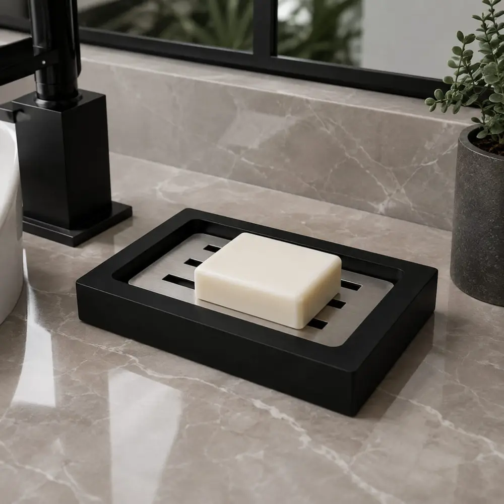 Saboneteira de Mesa em Resina Preto