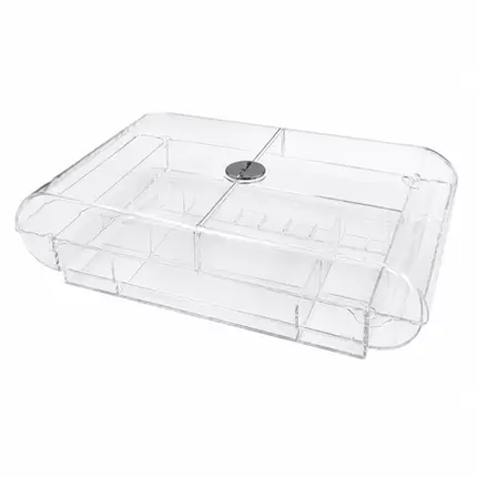 Organizador de Maquiagem Grande em Acrílico Transparente com Tampa