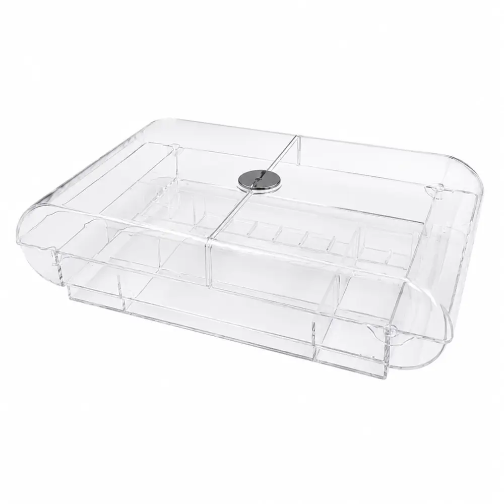 Organizador de Maquiagem Grande em Acrílico Transparente com Tampa