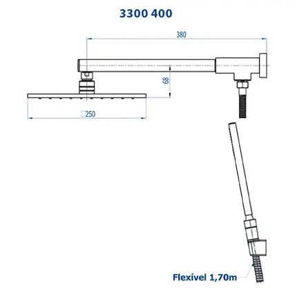 Chuveiro Articulado de Parede com Desviador Fani Platina Cromado 3300 C400