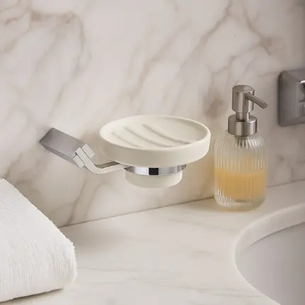 Saboneteira de Parede Cromada Louça e Latão Premium