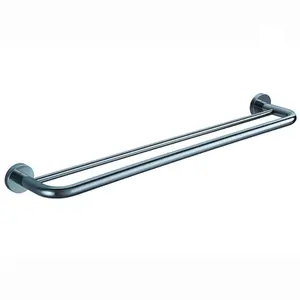 Porta Toalha Duplo 55cm Latão Cromado Luxo Sofisticado