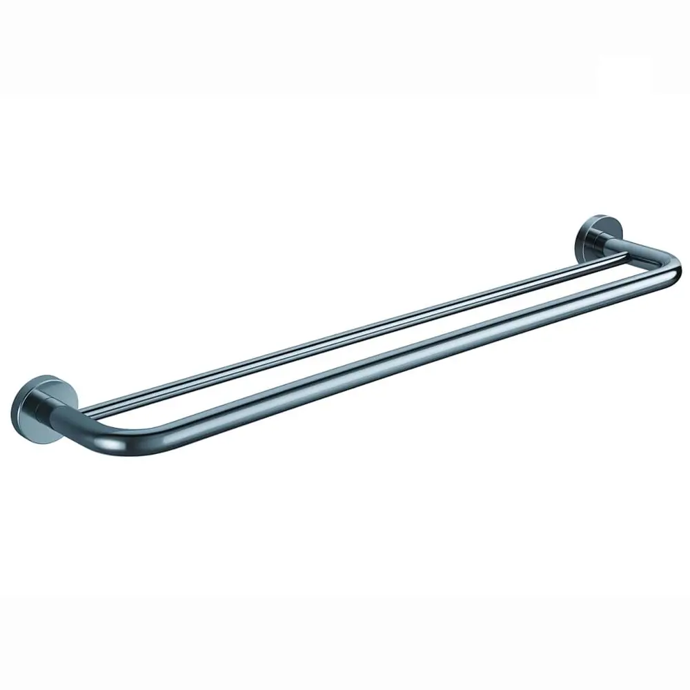 Porta Toalha Duplo 55cm Latão Cromado Luxo Sofisticado