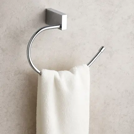 Porta Toalha Rosto Latão Cromado Design Moderno Banheiro