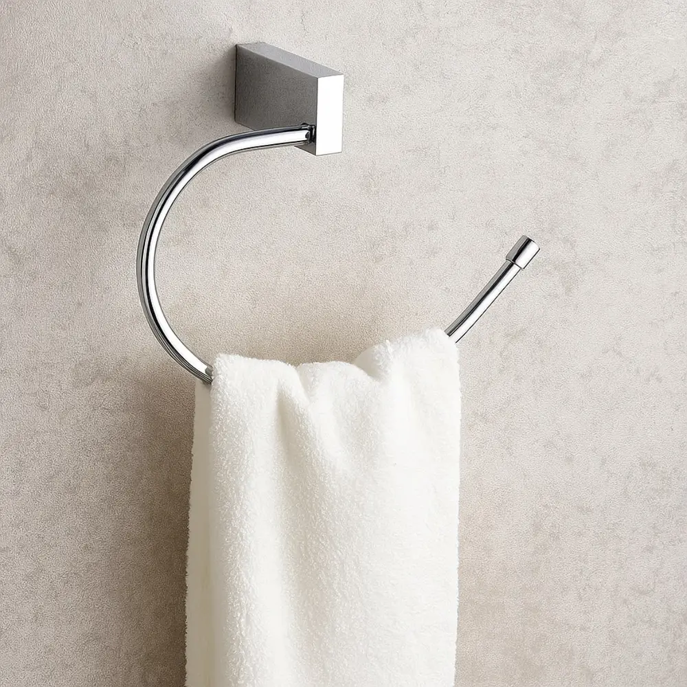 Porta Toalha Rosto Latão Cromado Design Moderno Banheiro