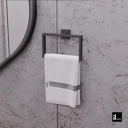 Porta Toalha Argola Italy Line Eterna Black Inox