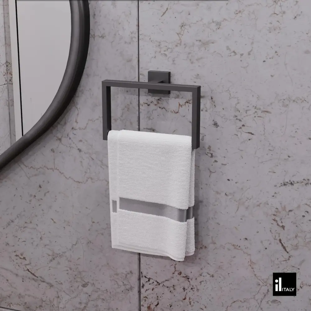 Porta Toalha Argola Italy Line Eterna Black Inox