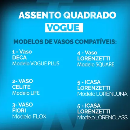 Assento Deca Tupan Vogue Plus Original Fechamento Suave