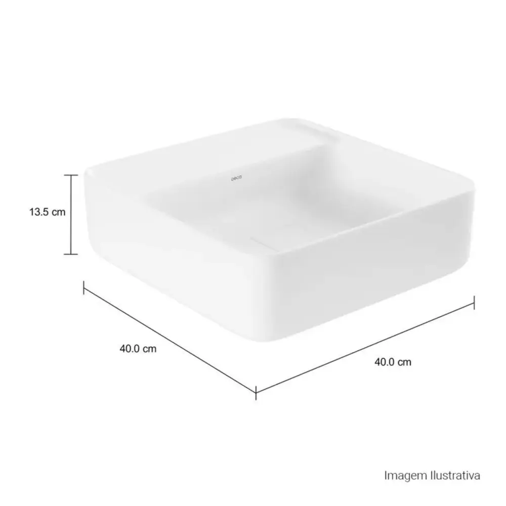 Cuba de Apoio Deca com Mesa Quadrada 40cm Slim Branco L.11040.M.17