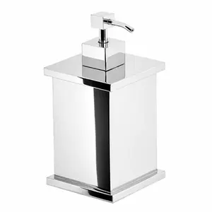 Porta Sabonete Líquido Quadrado em Aço Inox Cromado Rogeart
