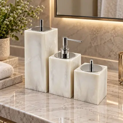 Conjunto Banheiro 3 Peças em Resina Madreperola - Cromado