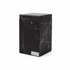 Porta Algodão em Mármore Bronze Armani com Tampa