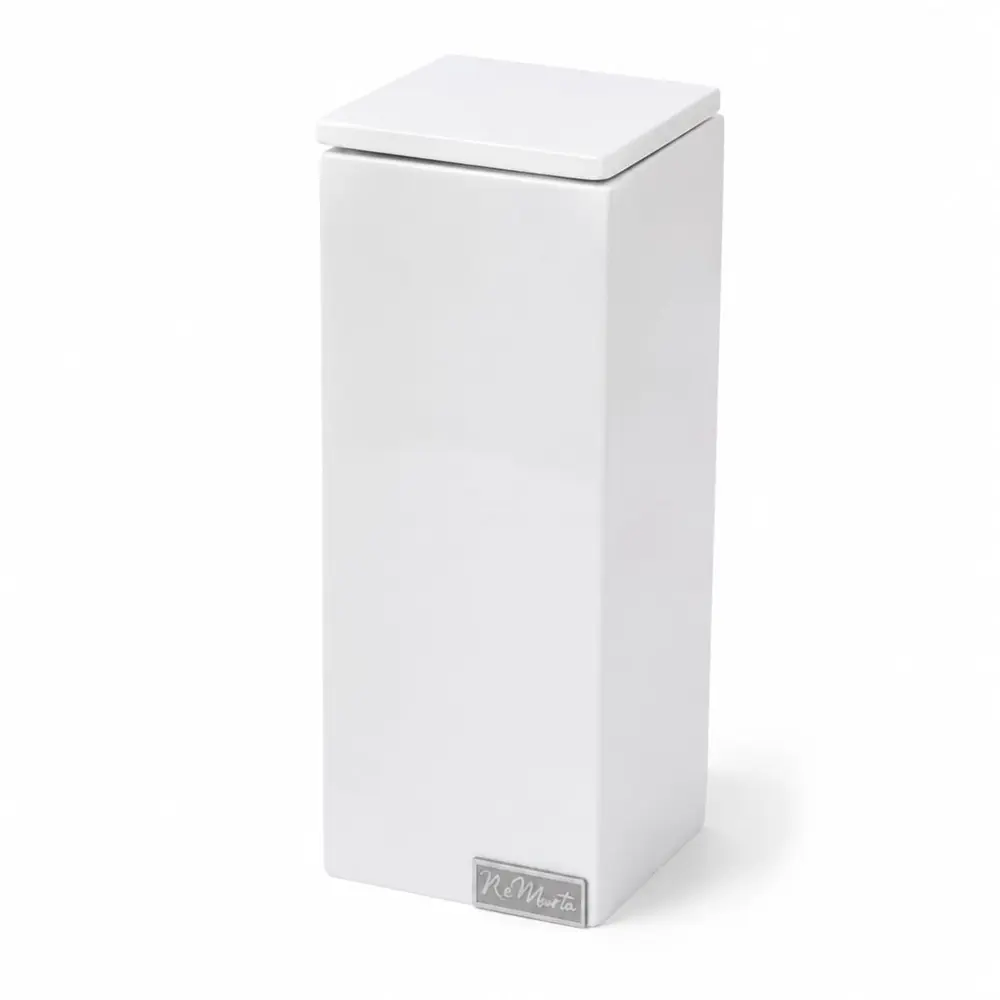Porta Escova em Silestone Branco com Tampa