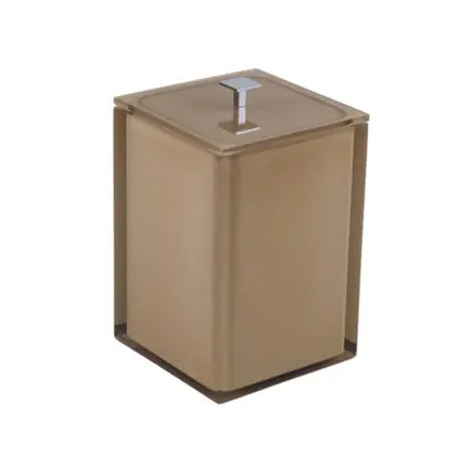 Lixeira Quadrada 5,5L em Resina Cristal Honey - Cromado