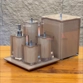 Lixeira Quadrada 5,5L em Resina Cristal Honey - Cromado