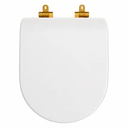 Assento Sedile em Poliéster Slow Close Vogue Plus Branco Gold Matte com Rebite Oculto