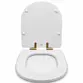 Assento Sedile em Poliéster Slow Close Vogue Plus Branco Gold Matte com Rebite Oculto