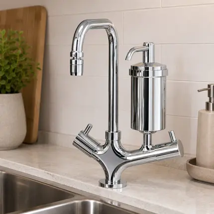 Conjunto Torneira com Filtro de Mesa para Cozinha Bica Móvel Fani Cromado 1870 C350