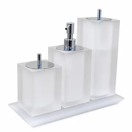 Conjunto Banheiro 3 Peças em Resina Cristal Fosco - Cromado