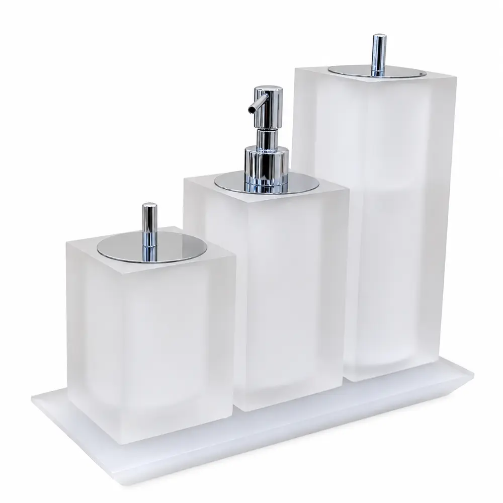 Conjunto Banheiro 3 Peças em Resina Cristal Fosco - Cromado