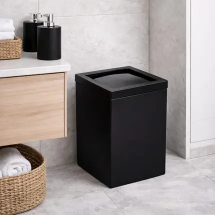Lixeira Quadrada Basculante 5L em Resina Preto