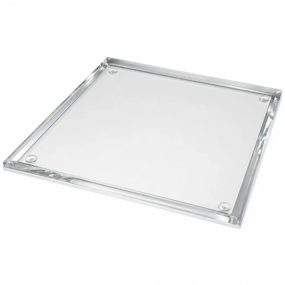 Bandeja Slim 24x24cm em Resina Cristal