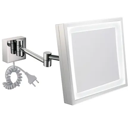 Espelho Quadrado de Parede Italy Line com LED e Aumento Cromado