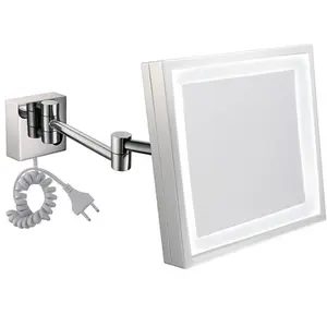 Espelho Quadrado de Parede Italy Line com LED e Aumento Cromado