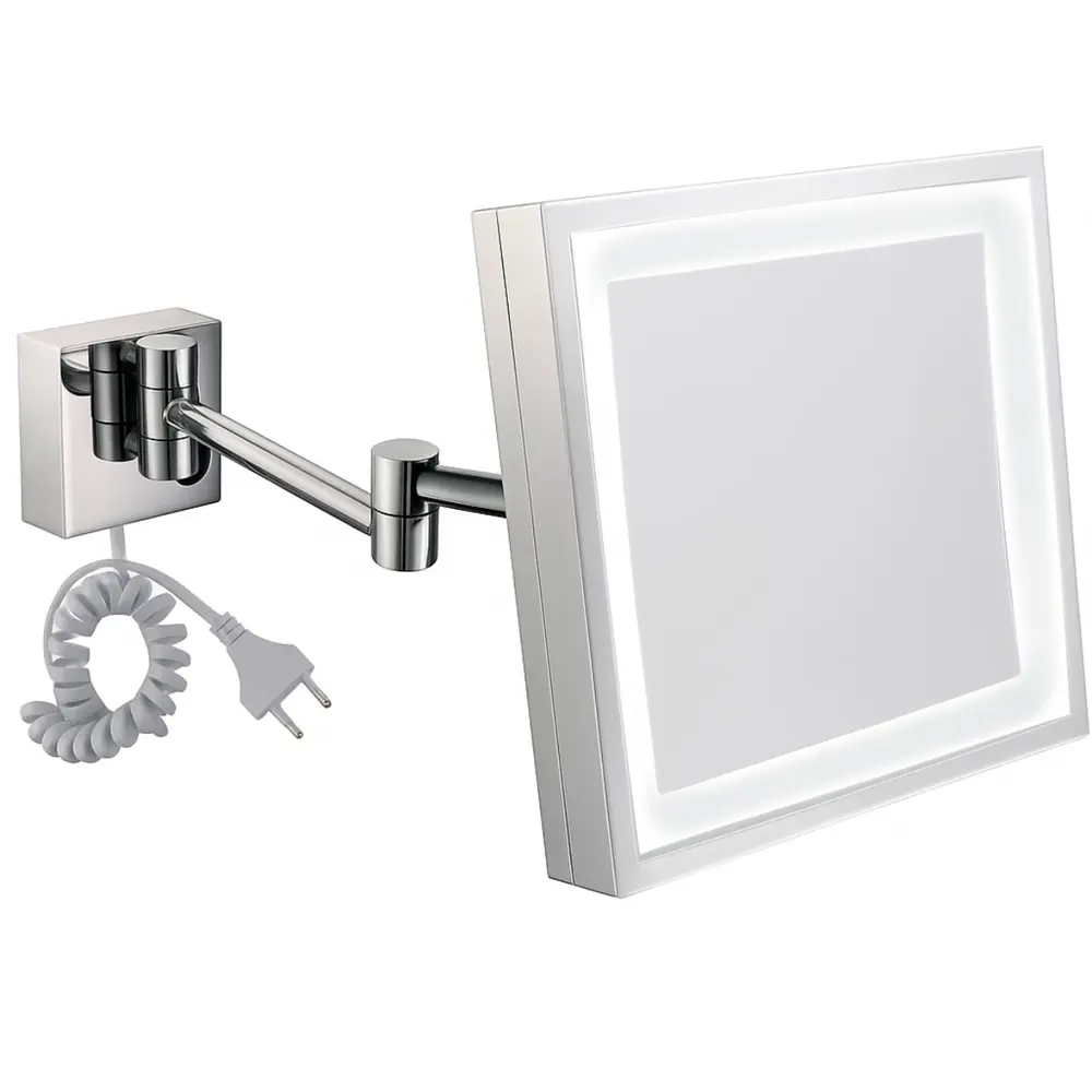 Espelho Quadrado de Parede Italy Line com LED e Aumento Cromado