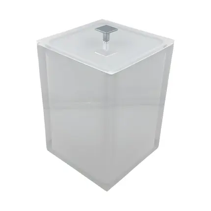 Lixeira Quadrada 5,5L em Resina Cristal - Cromado