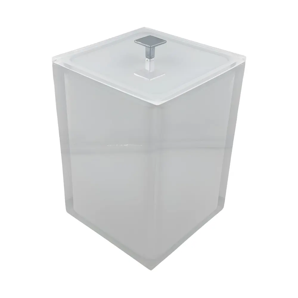 Lixeira Quadrada 5,5L em Resina Cristal - Cromado