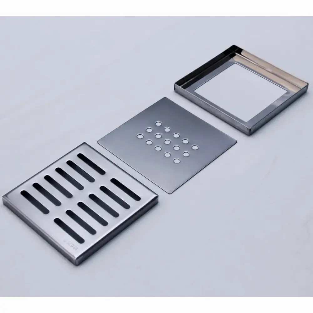 Ralo Quadrado com Chapa Difusora  15x15cm Scoar em Aço Inox