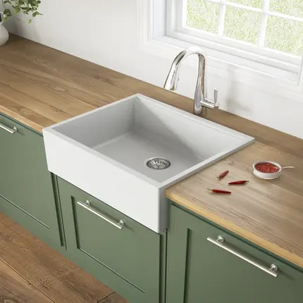 Cuba de Cozinha Sabbia Pimenta Farm 60 em Duraquartz Branco Nevado