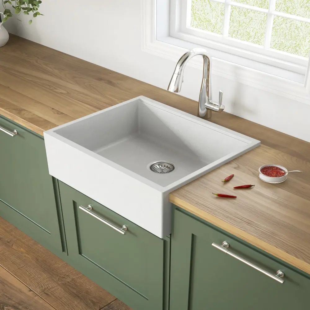 Cuba de Cozinha Sabbia Pimenta Farm 60 em Duraquartz Branco Nevado