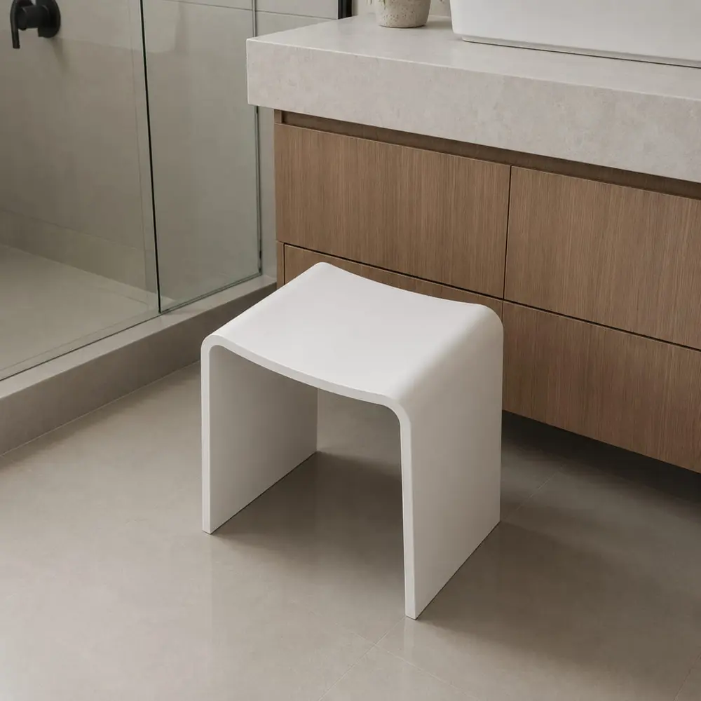 Banqueta Unique Spa Branco Fosco Solid Surface