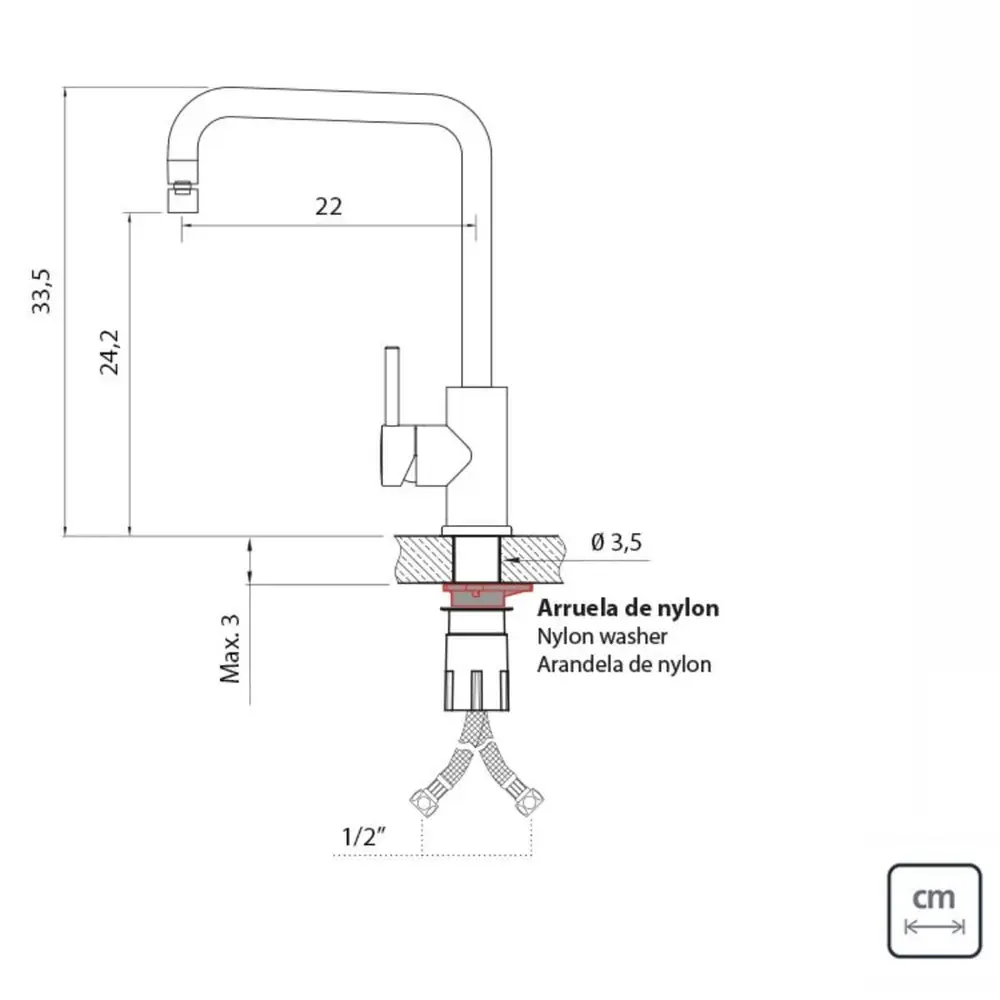 Misturador Monocomando Tramontina Angolare em Aço Inox Black com Bica Articulada 94520513