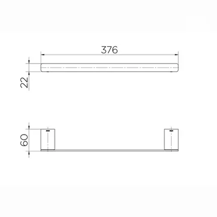 Porta Toalhas de Rosto 376mm Docol Flat Ônix 010136CE
