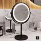 Espelho Redondo de Bancada Italy Line com LED Sem Fio e Aumento Preto Fosco