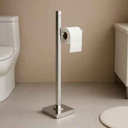 Papeleira de Piso Class Cromada Suporte Papel Higiênico Premium