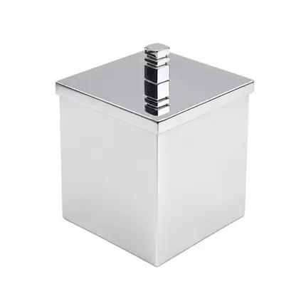 Porta Cotonete Quadrado em Aço Inox Cromado Class Vip Metais