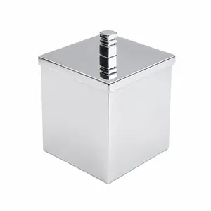Porta Cotonete Quadrado em Aço Inox Cromado Class Vip Metais