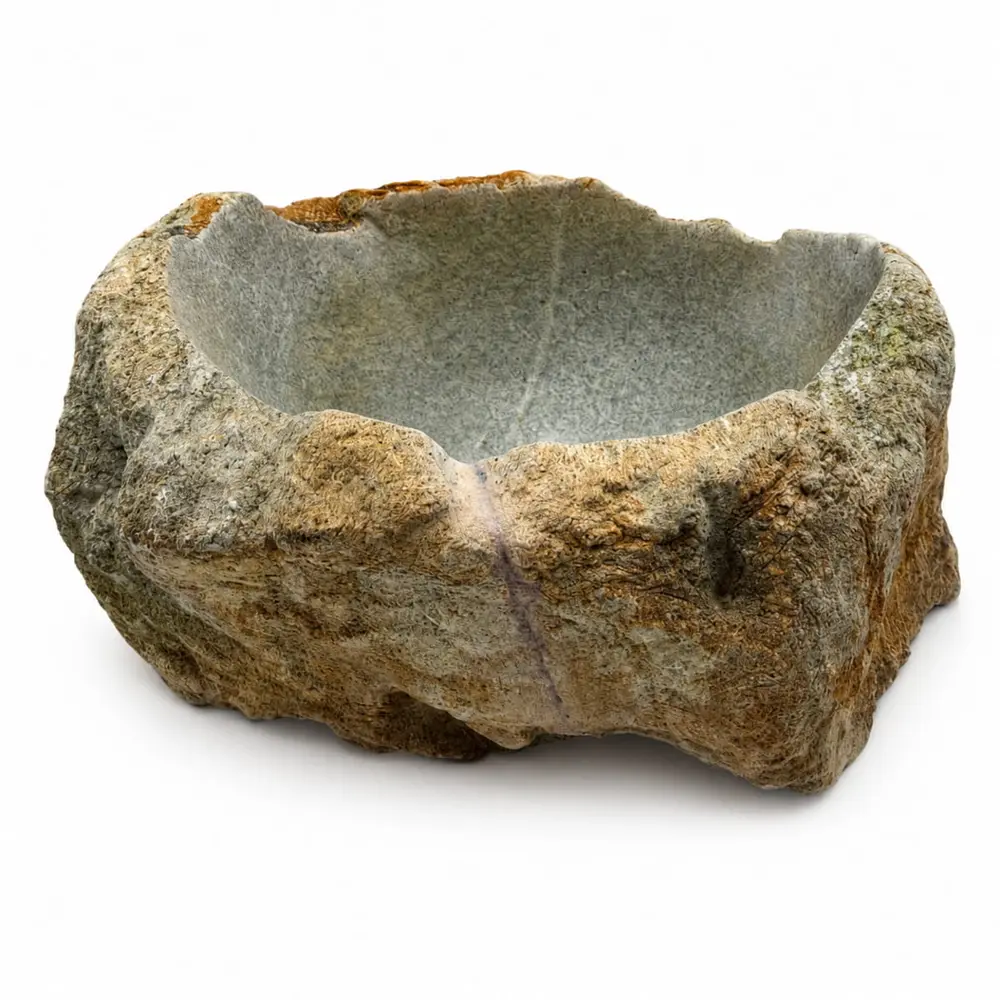 Cuba de Apoio Esculpida em Pedra-Sabão Rústica 40x35cm