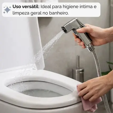 Ducha Higiênica Cromada Registro 1/4 Volta Mangueira 1,20m